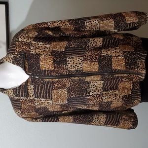 VITAL ZONE Vintage 90s Silk Animal Print Lightweight Windbreaker Jacket-Sz L